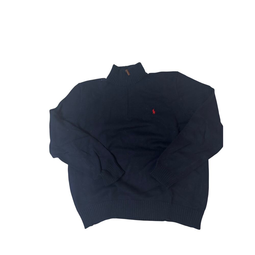 Ralph Lauren xl navy blue 100 cotton 1/4 zip sweater euc worn once
